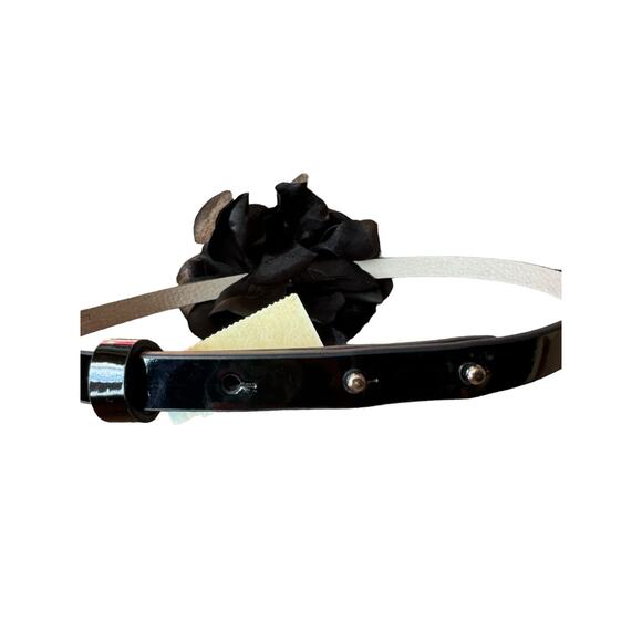 NWT White House Black Market Belt Flower Black Women\'s XS Leather 31.5” Long main image 15